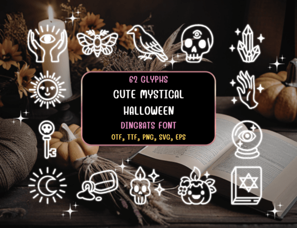 Cute Mystical Halloween Dingbats Font for Web Design